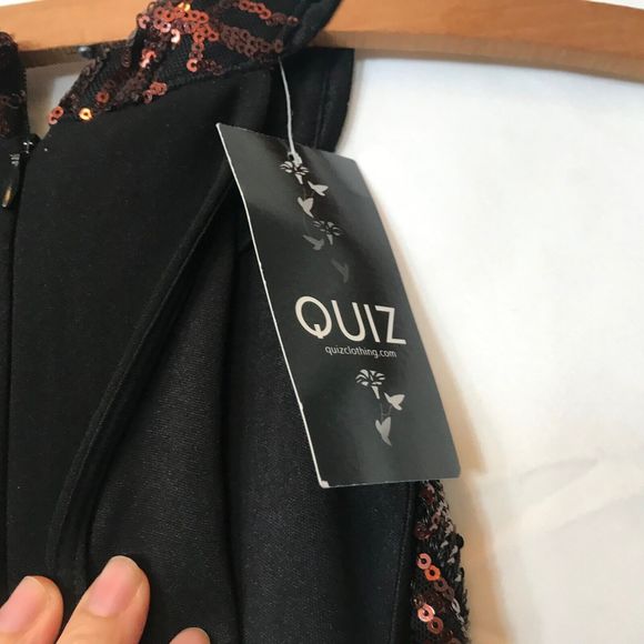 New Quiz Sequin Cocktail Dress Halter Neck GB12 EU40 US10 Festival Fully Lined - Picture 7 of 9